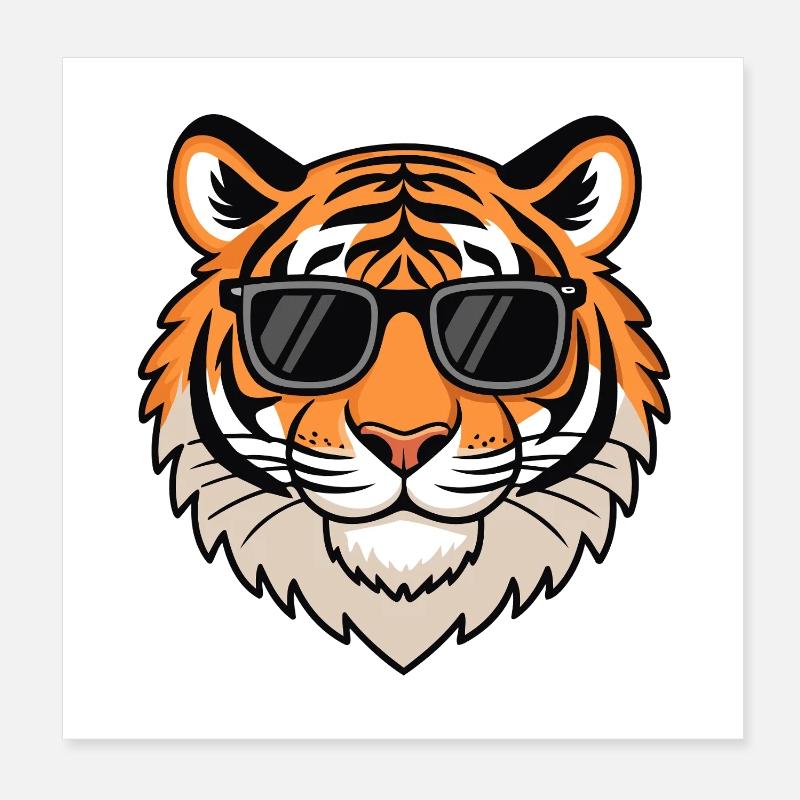 Lässiger Tiger mit dunkler Brille Poster 20x20 cm