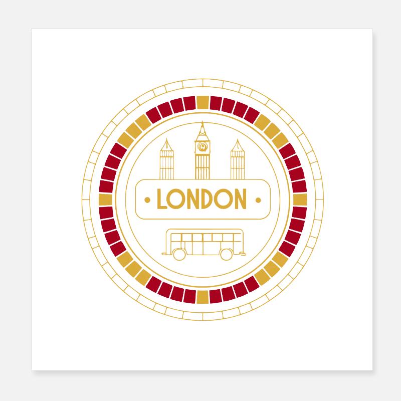 Gold London und Bus-Patch Poster 20x20 cm