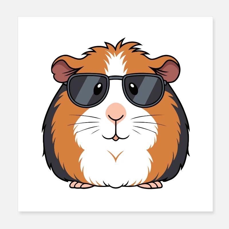 Cochon d'Inde lunettes soleil chic Poster 20 x 20 cm
