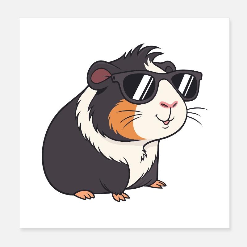 Cochon d’Inde Lunettes Poster 20 x 20 cm