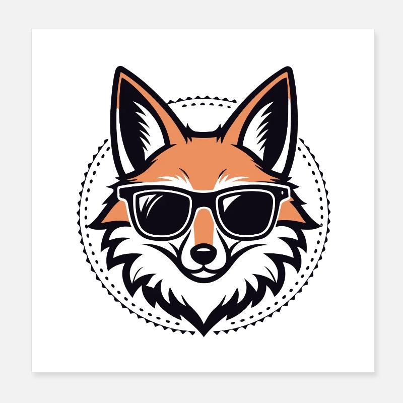 Retro Fox Sonnenbrillen Poster 20x20 cm