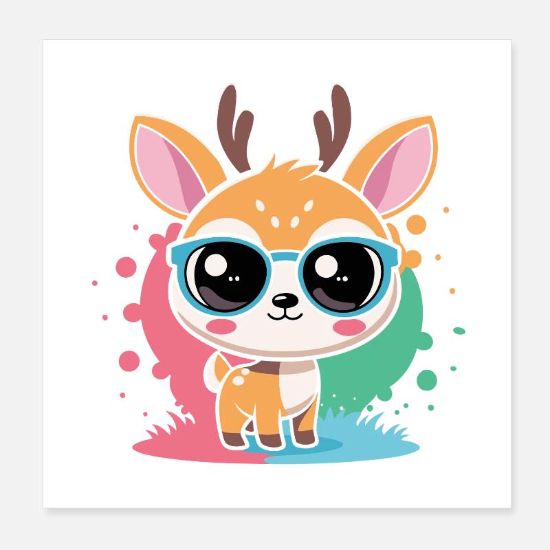 Niedliche Hirschblaue Brille Poster 20x20 cm