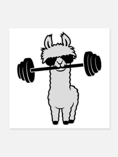 Salle de sport Cool Llama Haltérophilie avec Lunettes de Soleil - Poster 20 x 20 cm - blanc - Devant