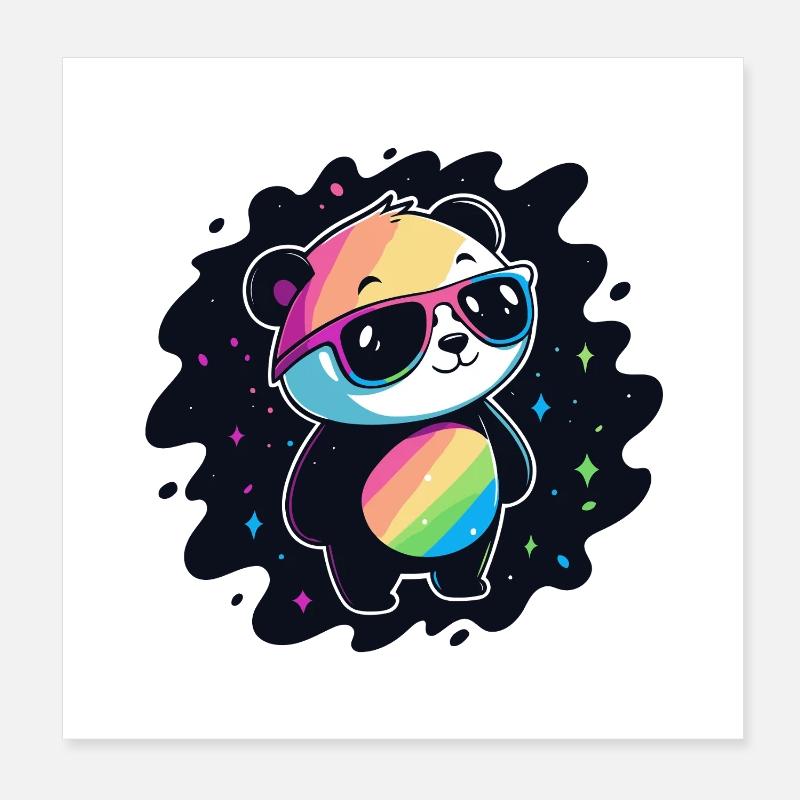 Panda arc-en-ciel galaxie lunettes cool Poster 20 x 20 cm