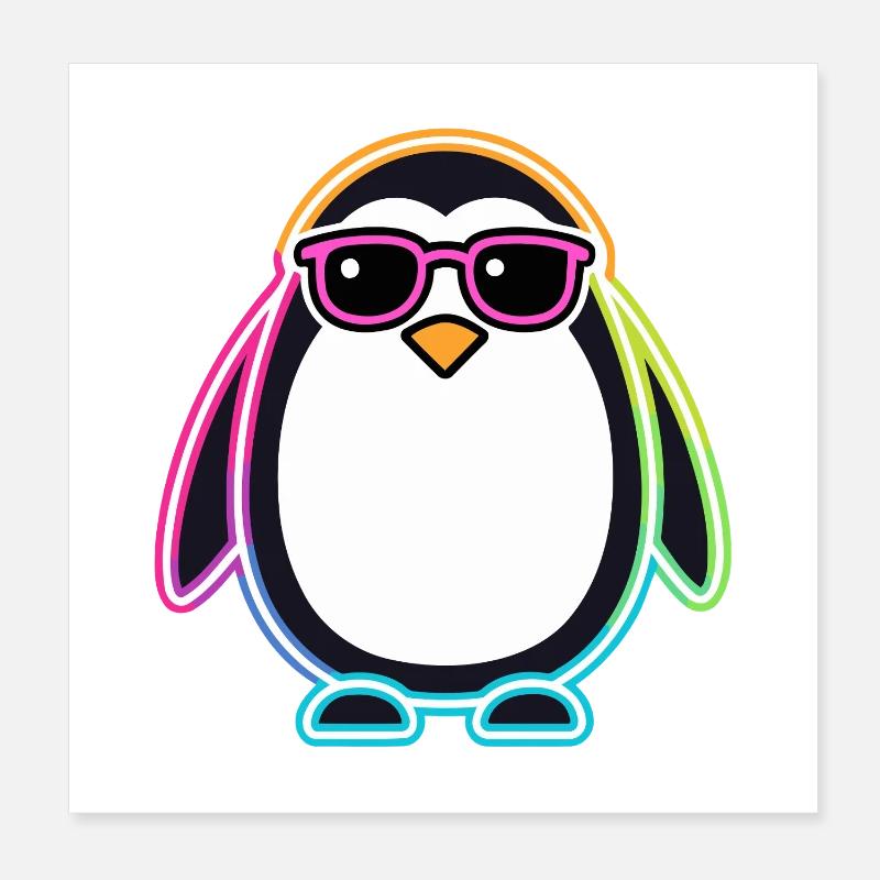Pinguin-Neonbrillen Poster 20x20 cm
