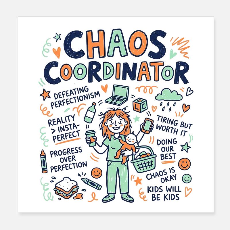 Maman coordinatrice du chaos Poster 20 x 20 cm
