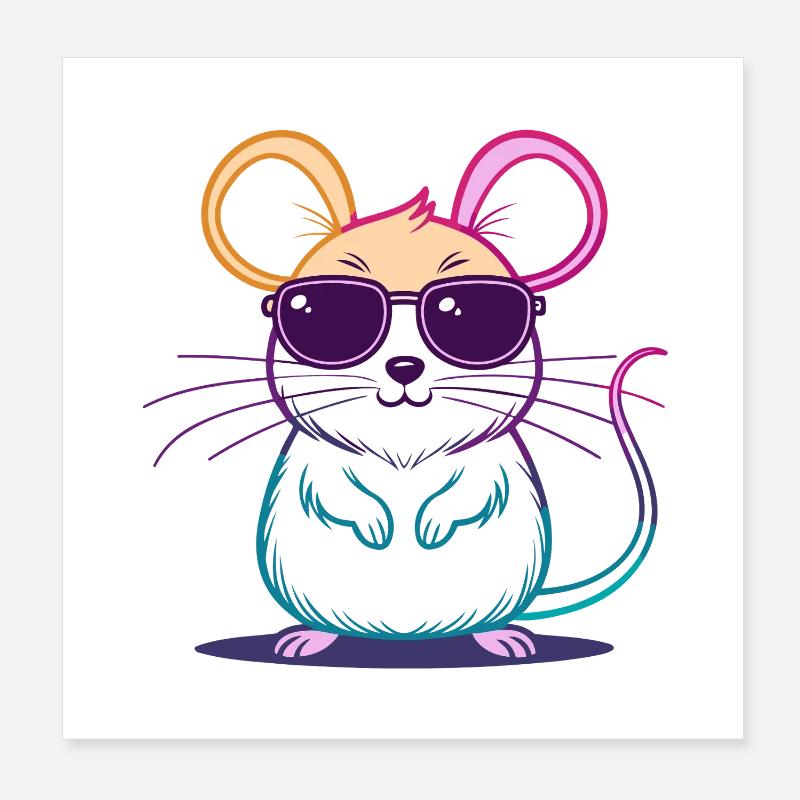 Rainbow Mouse Glasses Poster 8" x 8" (20x20 cm)
