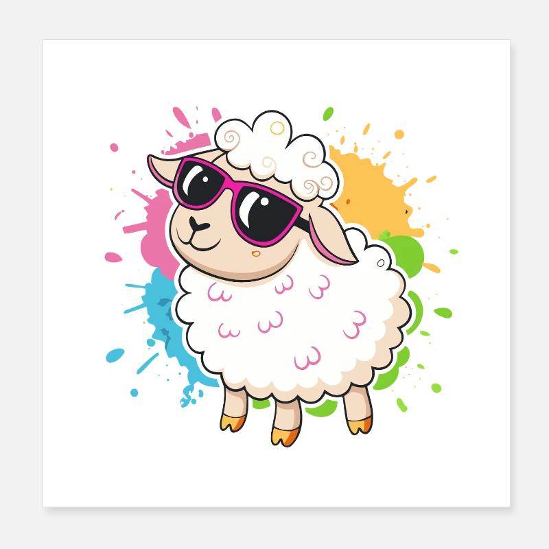 Colorful Sheep Chic Eyeglasses Poster 8" x 8" (20x20 cm)