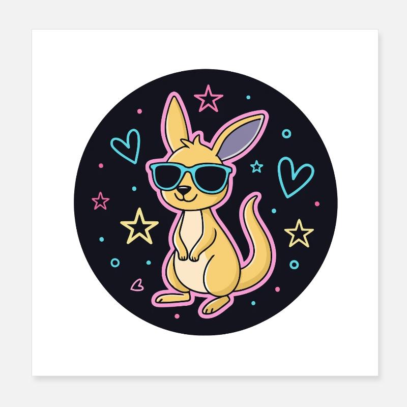 Neon-Känguru-Gläser Poster 20x20 cm