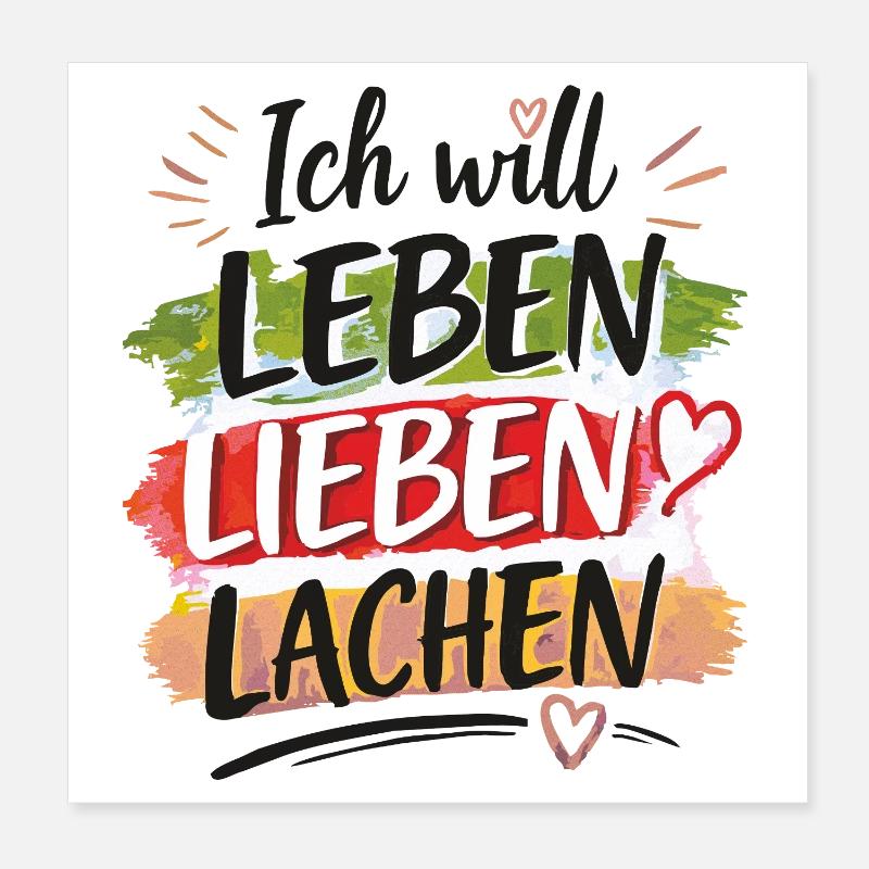 Leben Lieben Lachen Poster 20x20 cm