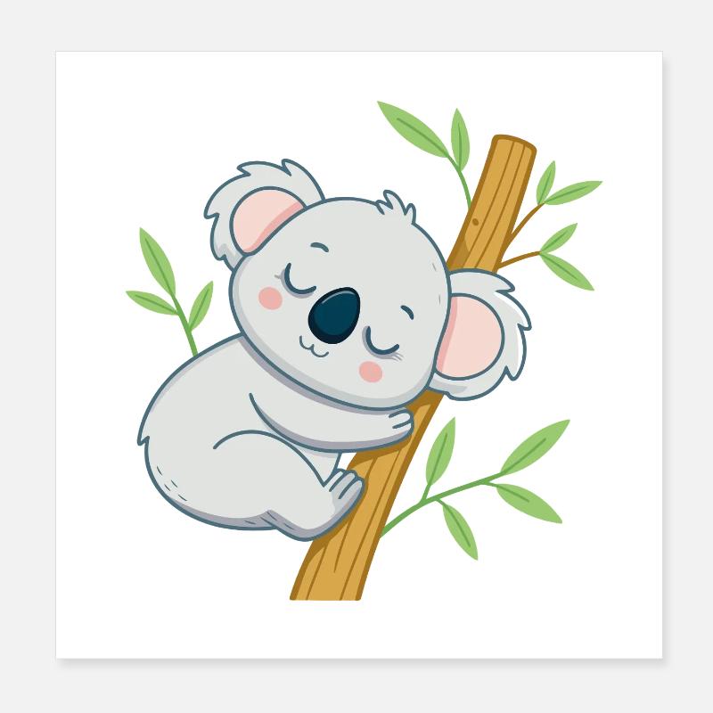 Schläferkoala auf einem Ast Poster 20x20 cm