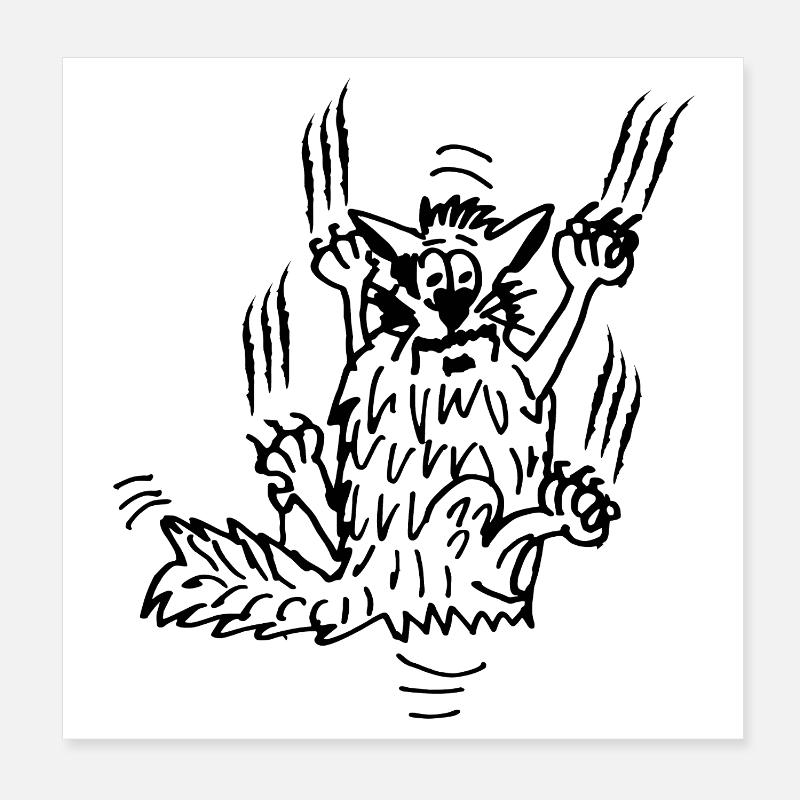 Funny cat claws tightly Poster 8" x 8" (20x20 cm)