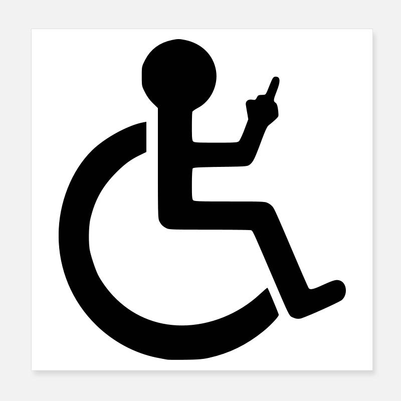 Rollstuhlfahrer mit Mittelfinger # Poster 20x20 cm