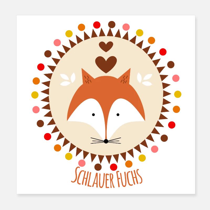 Schlauer Fuchs Poster 20x20 cm