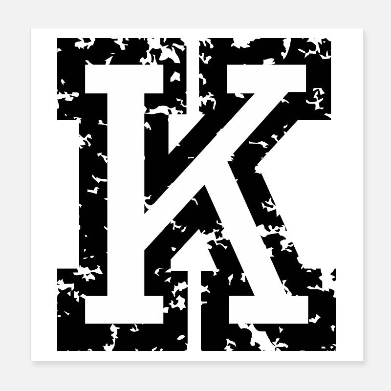 K (Vintage Weiß) Buchstabe K Poster 20x20 cm