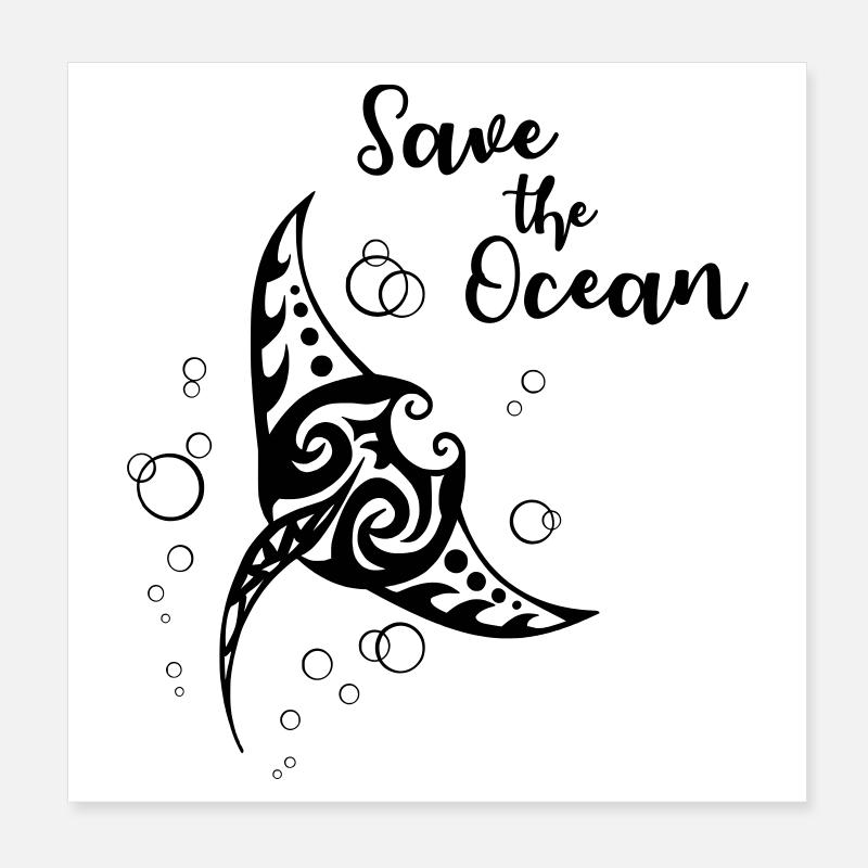 Save the Ocean - Manta Poster 8" x 8" (20x20 cm)