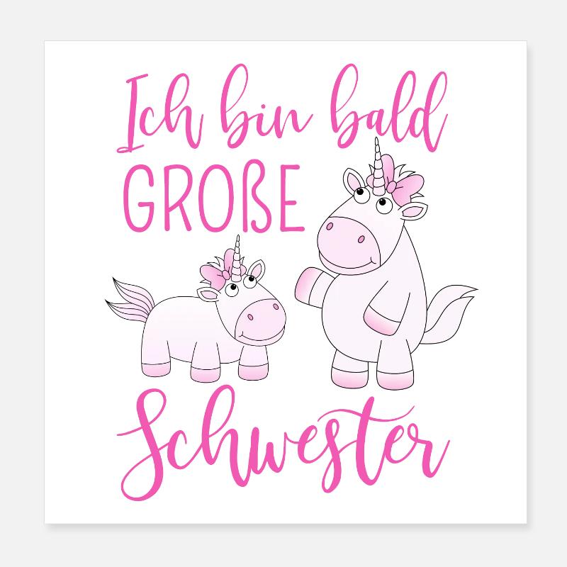 Ich bin bald große Schwester Einhorn Poster 20x20 cm