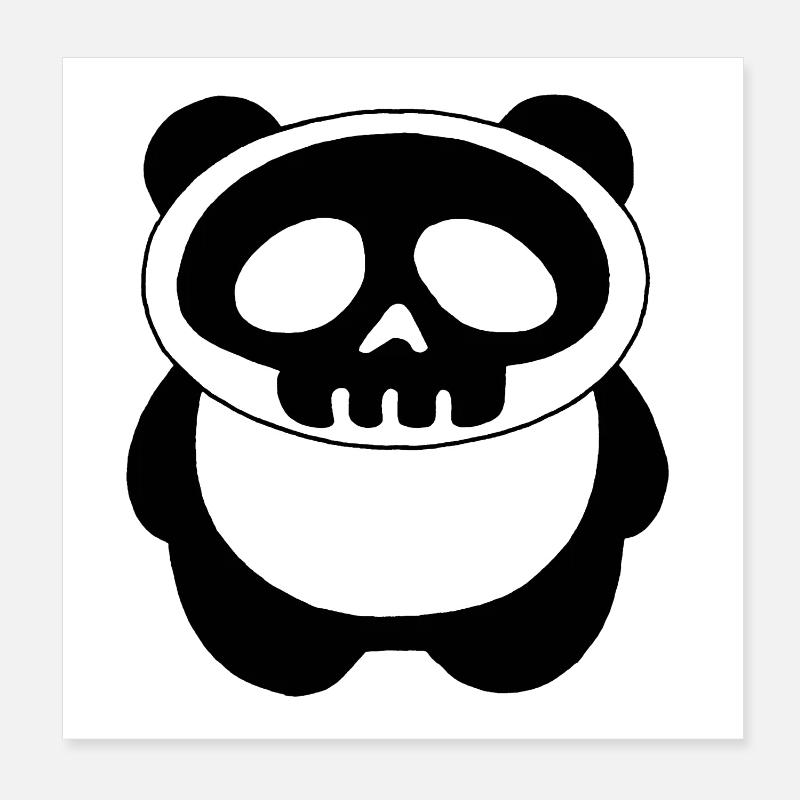 Panda-Totenkopf Poster 20x20 cm