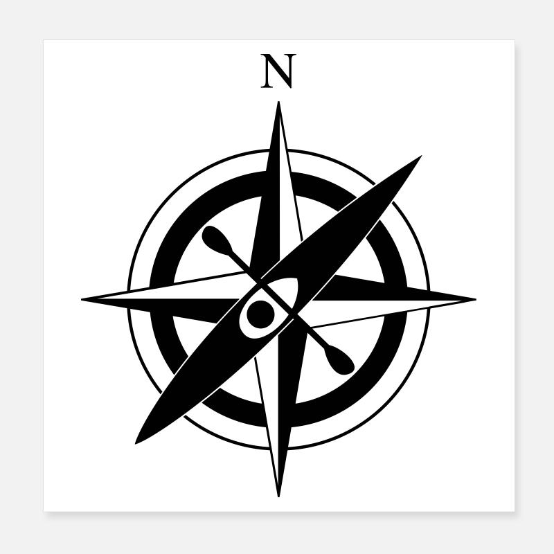 Compass Rose Kayak Poster 8" x 8" (20x20 cm)