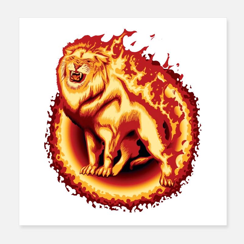 Lion en feu Poster 20 x 20 cm