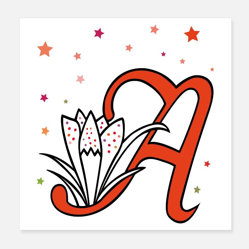 Letter, initial, flower Poster 8" x 8" (20x20 cm)
