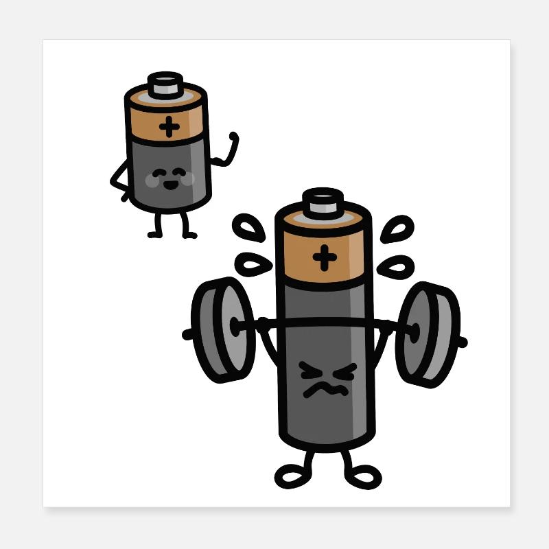 Battery Mindset Bodybuilding Powerlifting Gym Poster 8" x 8" (20x20 cm)