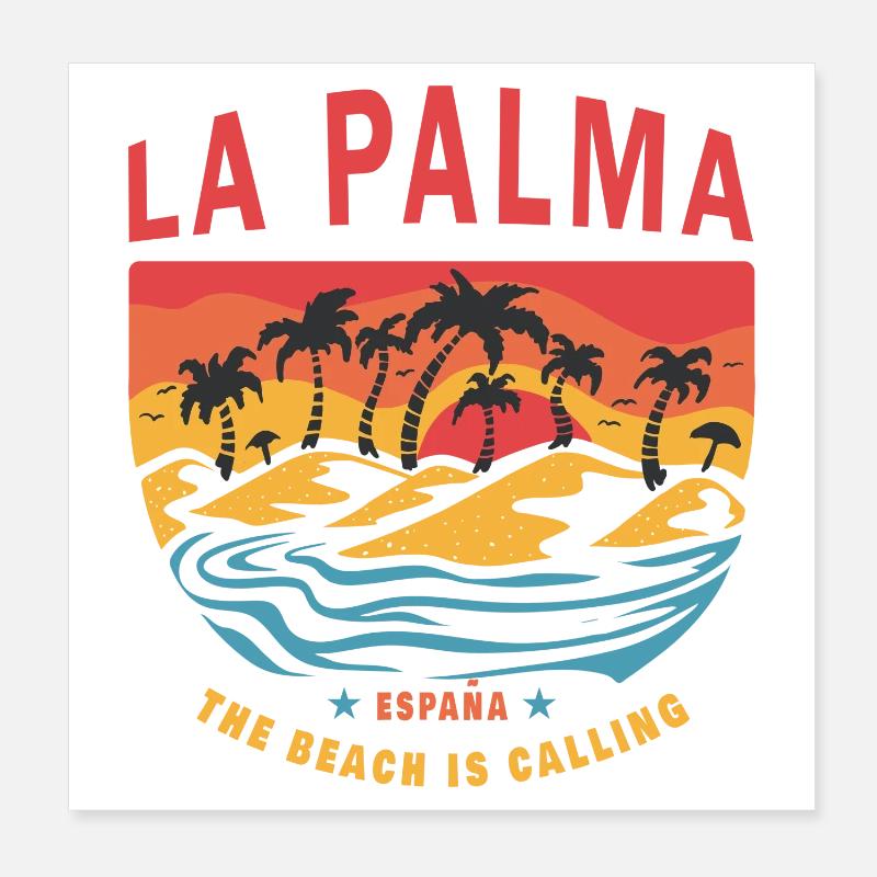 La Palma beach palm tree design Poster 8" x 8" (20x20 cm)