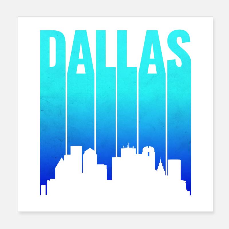 Dallas Skyline Gradient Typografie Poster 20x20 cm
