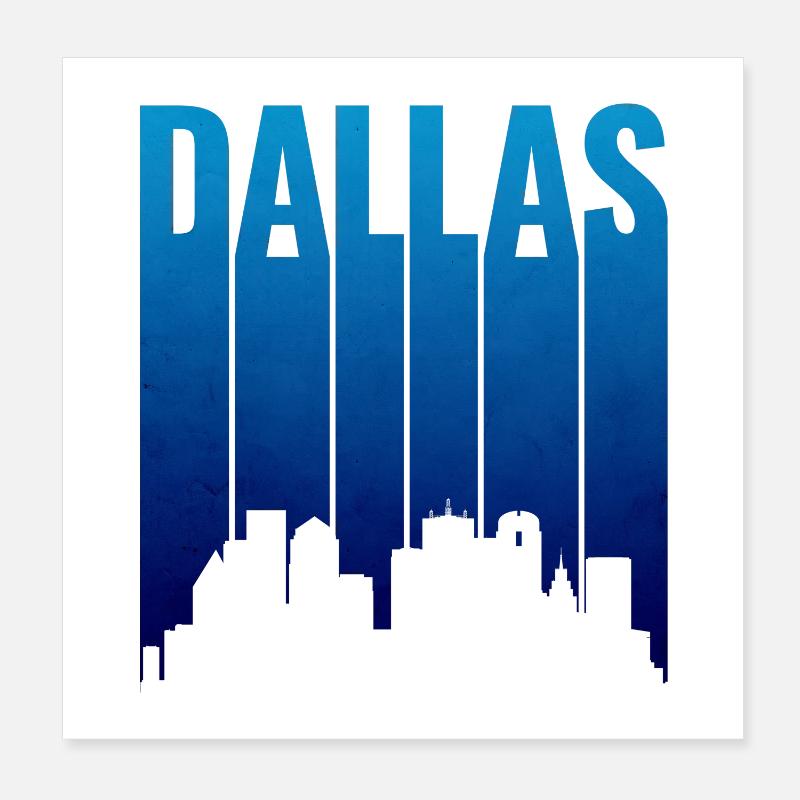 Dallas Skyline Gradient Silhouette Poster 20x20 cm