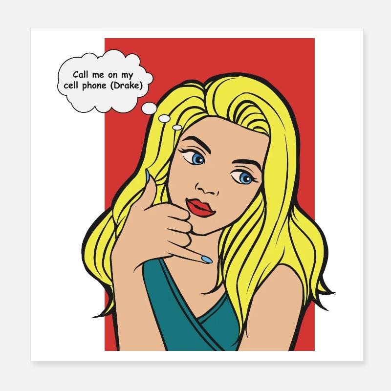 Blonde pop art avec bulle de pensée Poster 20 x 20 cm