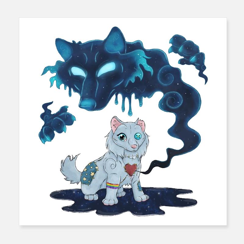 Haunted Plushie Doll: Haunted Wolf Plush Poster 8" x 8" (20x20 cm)