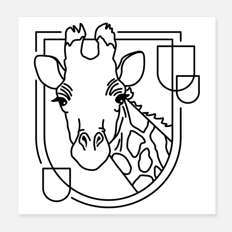 Giraffe in geometrischer Form - Line-Art-Design Poster 20x20 cm