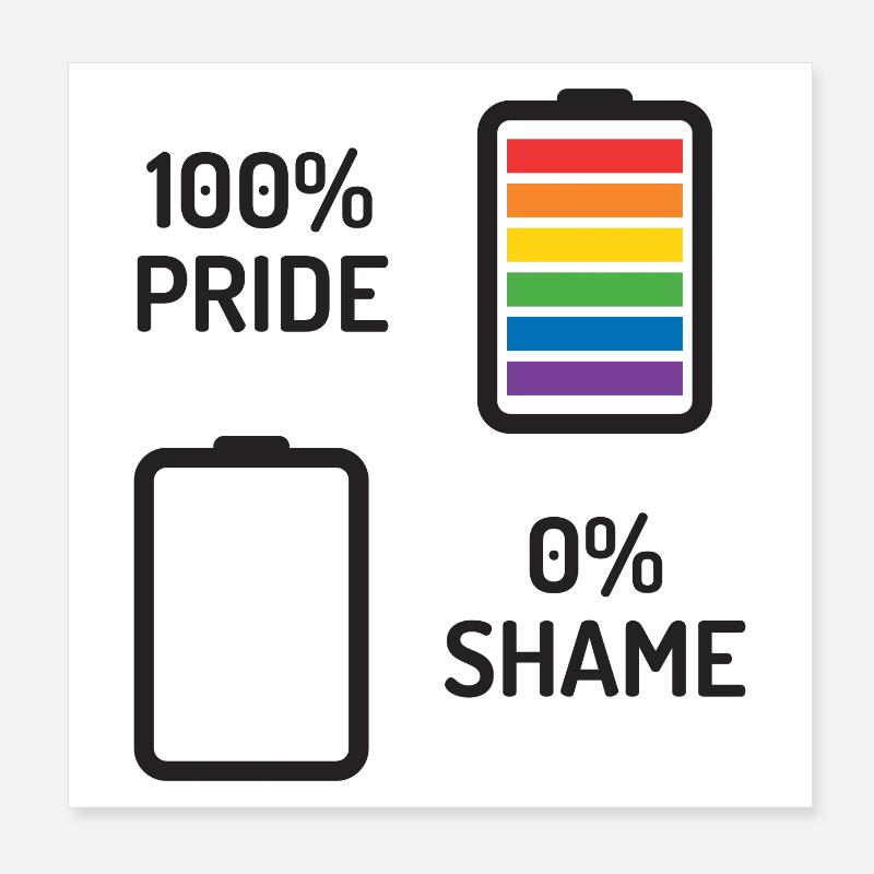 Pride Month - 100% Pride, 0% Shame Poster 8" x 8" (20x20 cm)