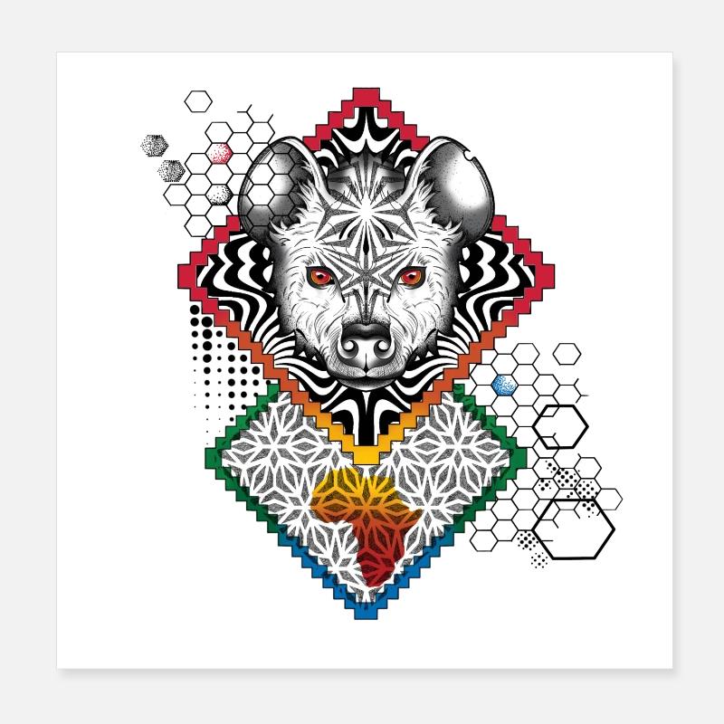 Hyène graphique Afrique Poster 20 x 20 cm