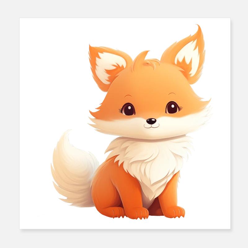 Cute Fox Illustration Poster 8" x 8" (20x20 cm)