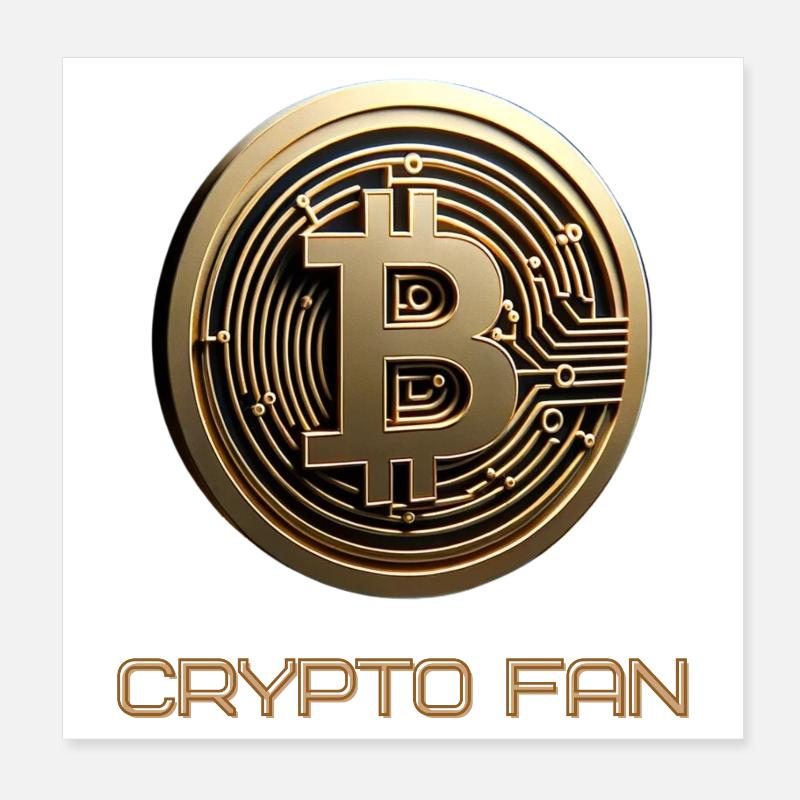 Cryptomonnaie Bitcoin 3D Poster 20 x 20 cm