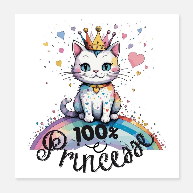 100% princesse, humour de chat ! Poster 20 x 20 cm