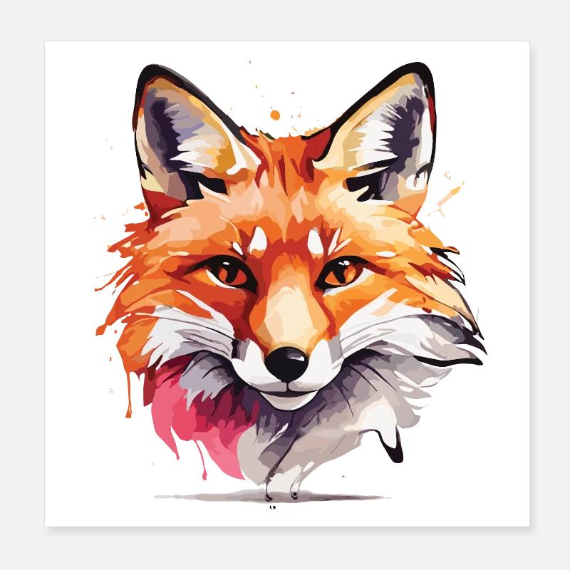 Renard mignon Poster 20 x 20 cm