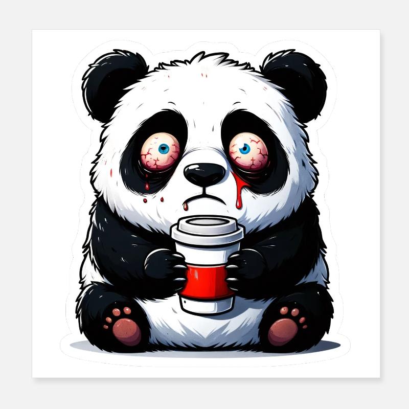 Panda à la caféine Poster 20 x 20 cm