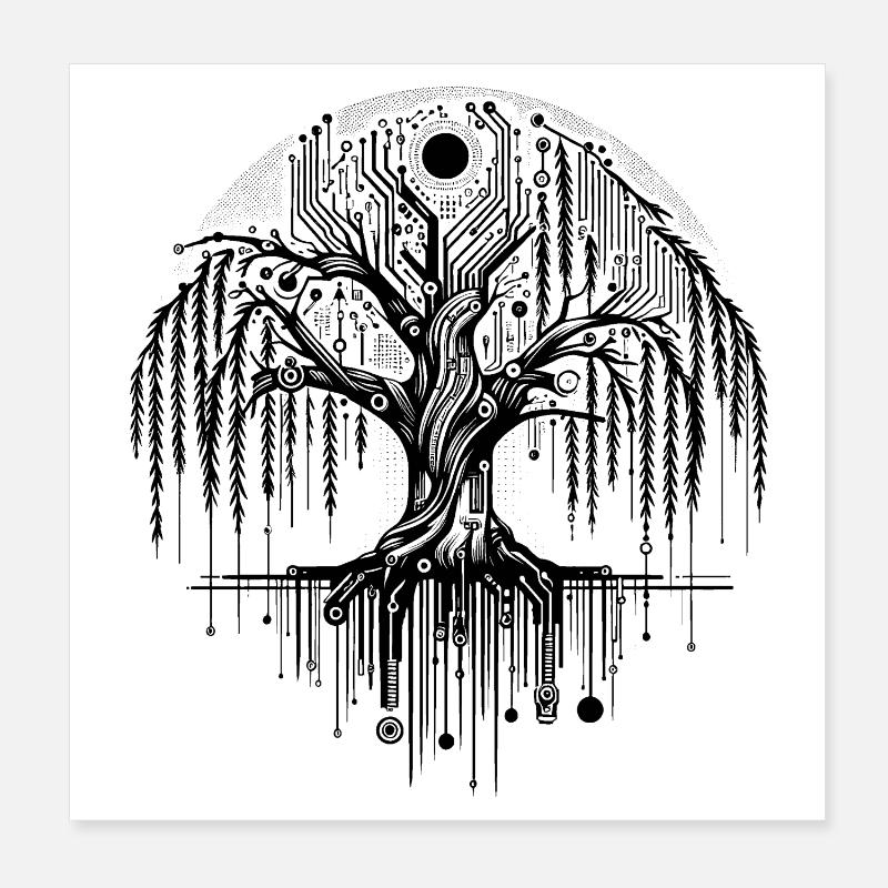 Technologie Lebensbaum Platine Weide Poster 20x20 cm