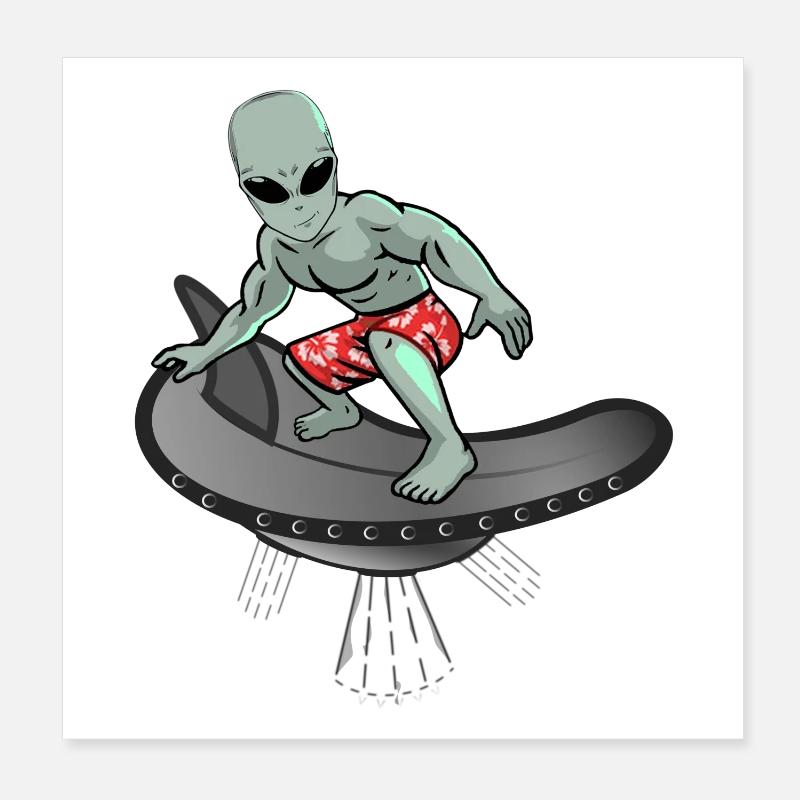 Surf extraterrestre cool Poster 20 x 20 cm
