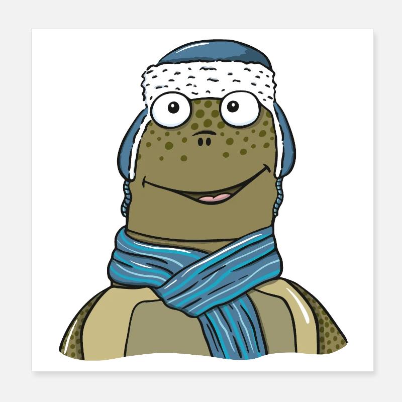 Schildkröte im Winter Poster 20x20 cm