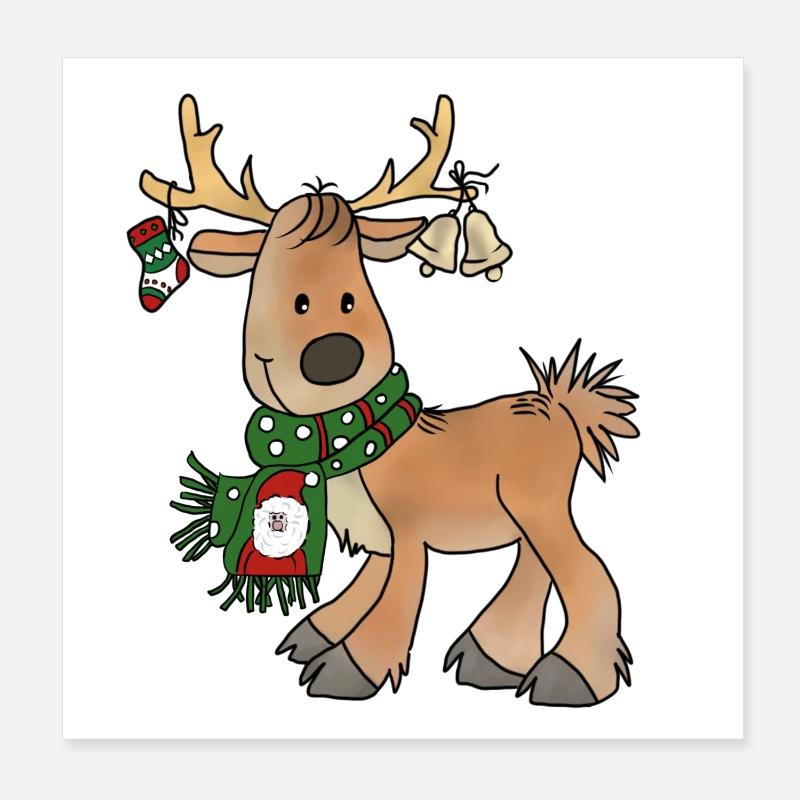 Weihnachtsren Poster 20x20 cm