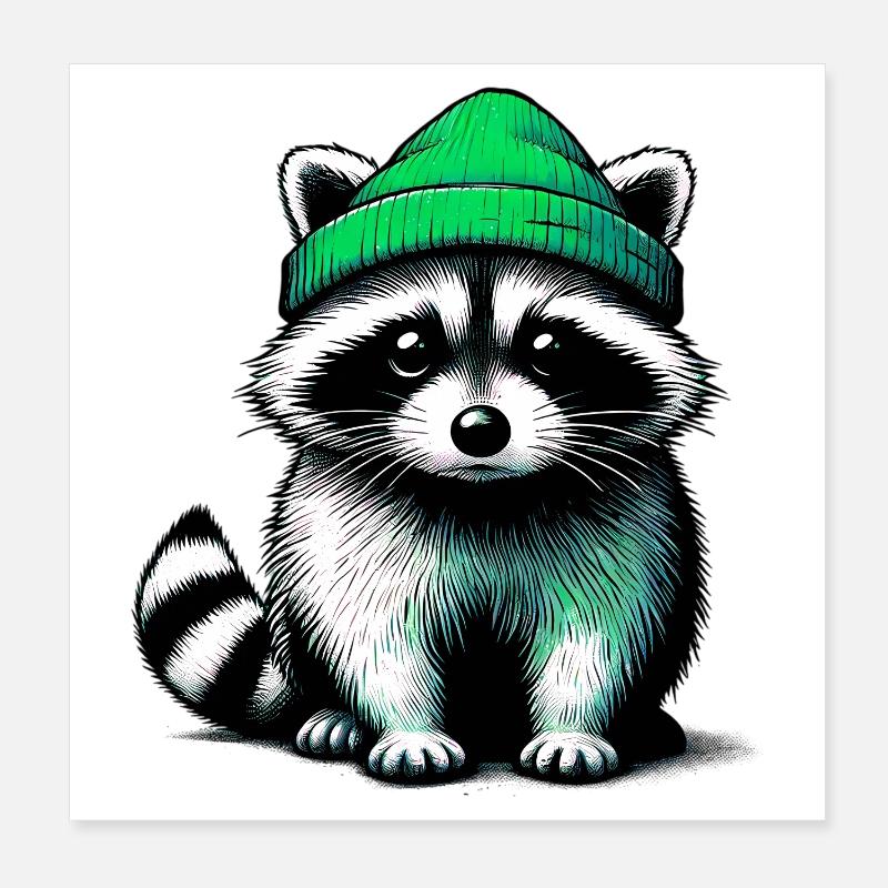 Waschbär Poster 20x20 cm