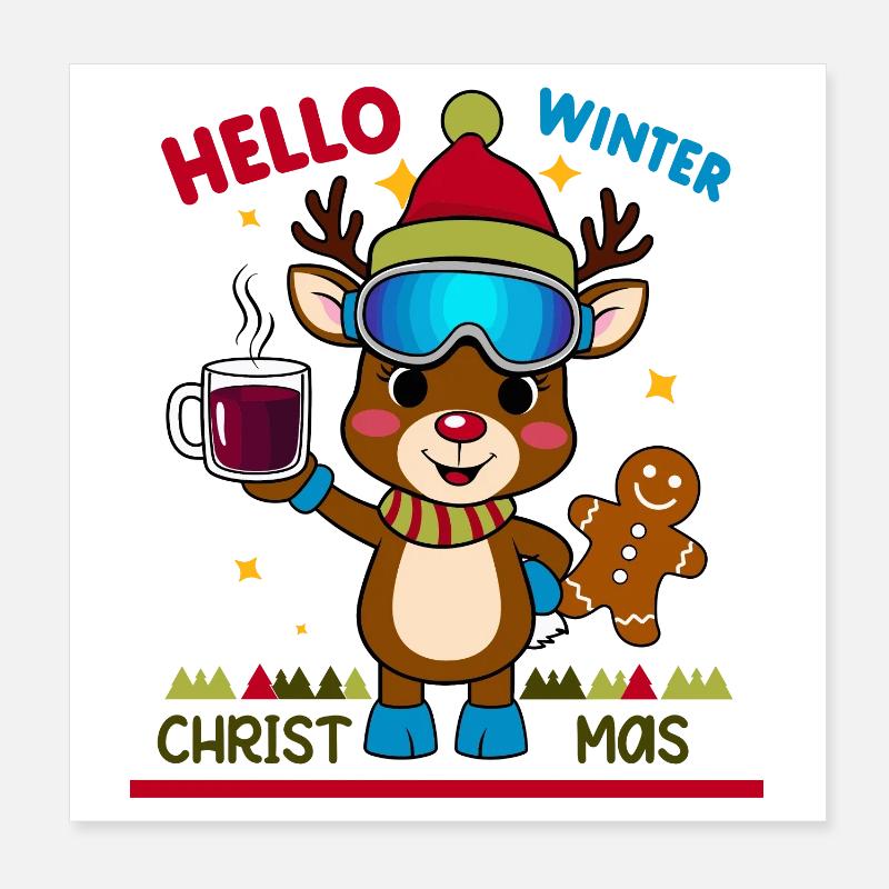 Cute Reindeer Poster 8" x 8" (20x20 cm)