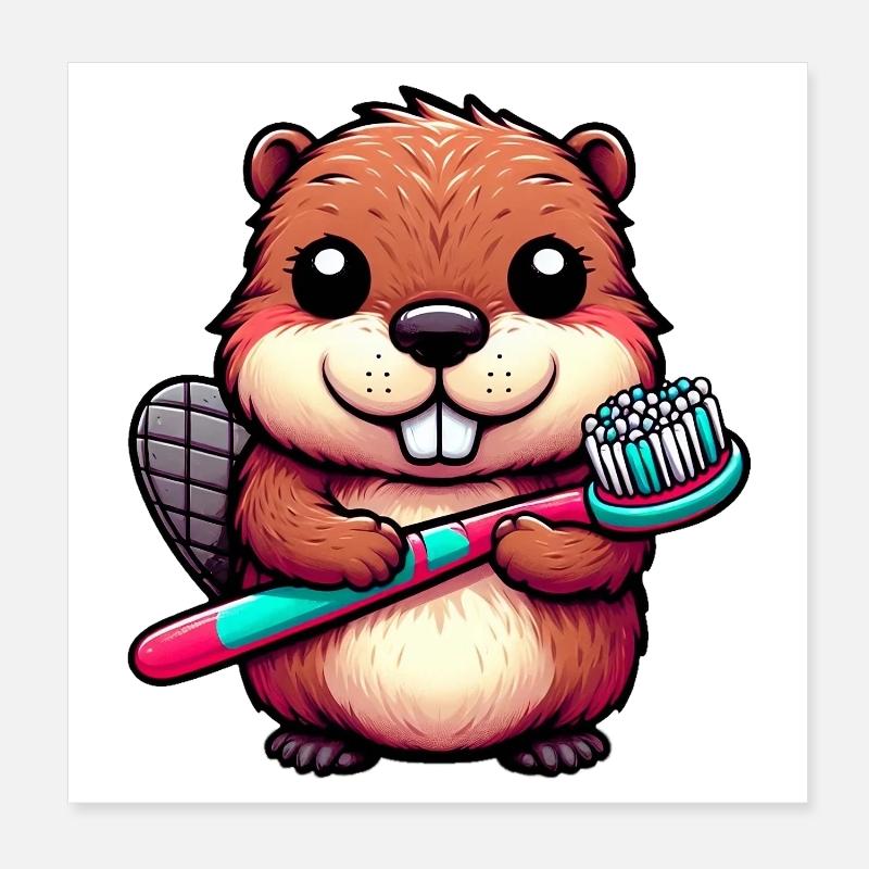 Beaver Poster 8" x 8" (20x20 cm)