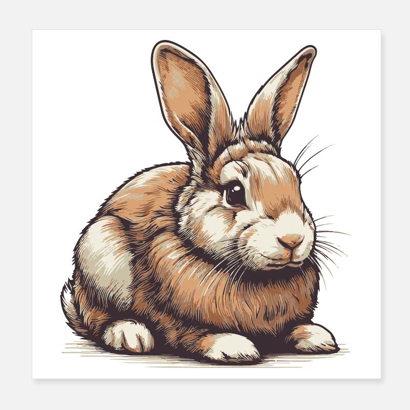 Rabbit - Poster 8" x 8" (20x20 cm) - white