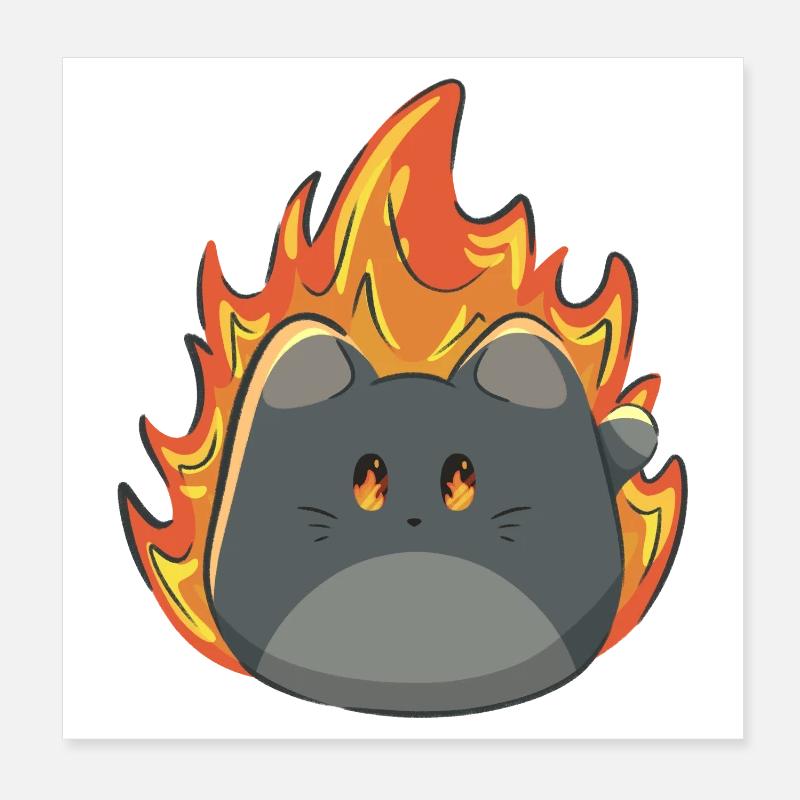 Cute cat with fire Poster 8" x 8" (20x20 cm)