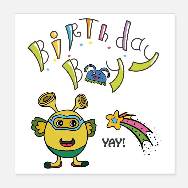 Anniversaire Garçon Geburtstag Poster 20 x 20 cm