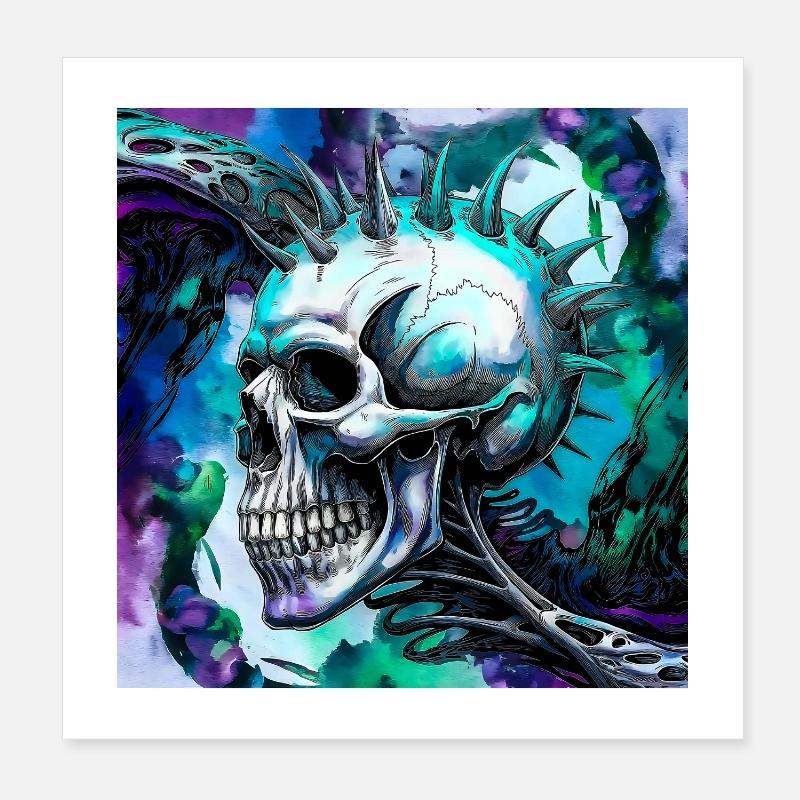 Punk Skull Poster 8" x 8" (20x20 cm)